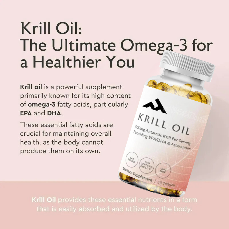 Krill Oil Supplement - Antarctic Krill Oil 500mg Phospholipid Supplement,