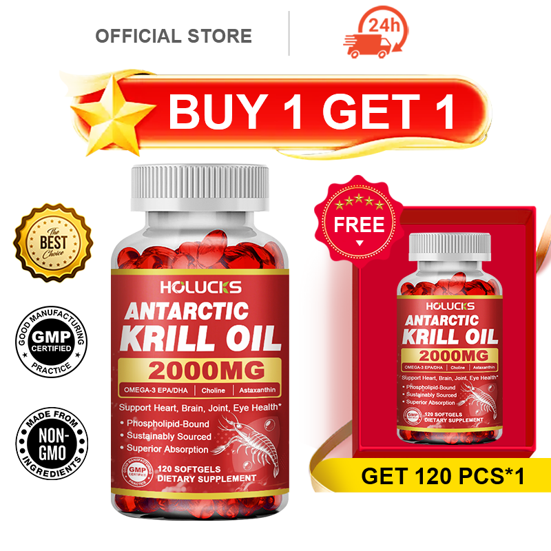 Krill Oil Supplement - HOLUCKS Antarctic Krill Oil Supplement, with