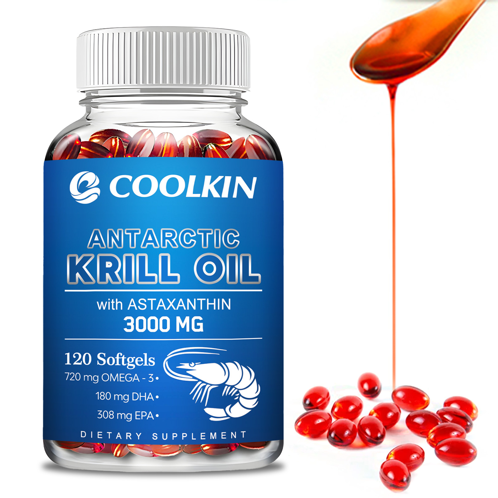 Krill Oil Supplement - Antarctic Krill Oil 3000mg - with