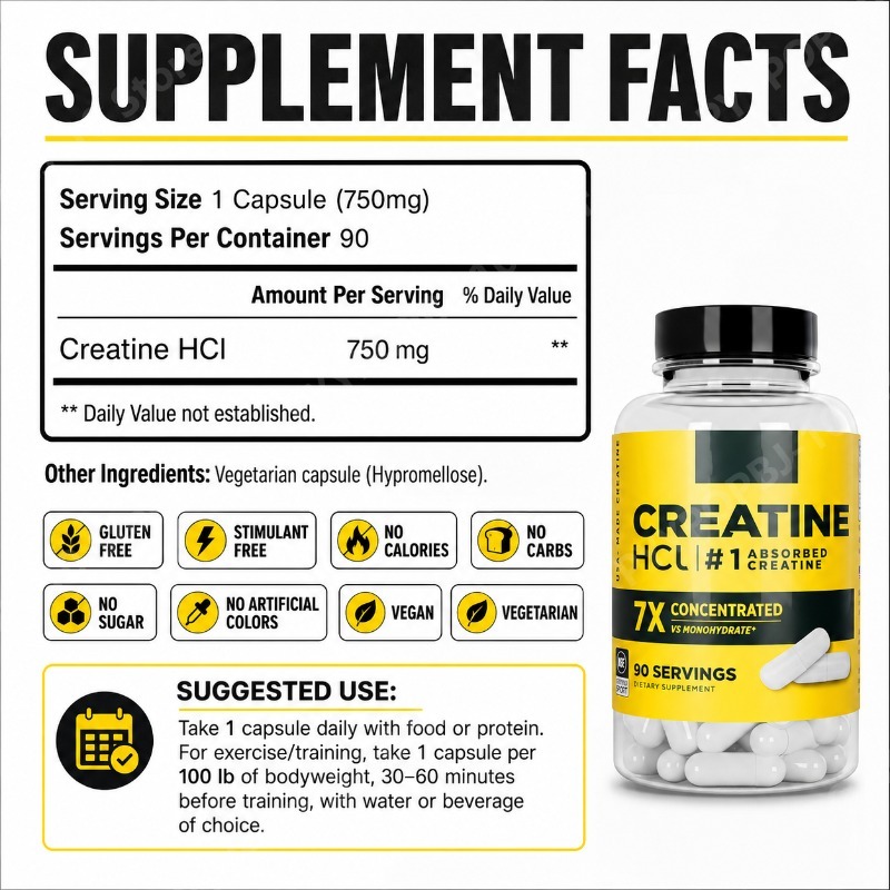Creatine HCl 750mg 90 Capsules - The Nutrition Fitness ulasan dan harga