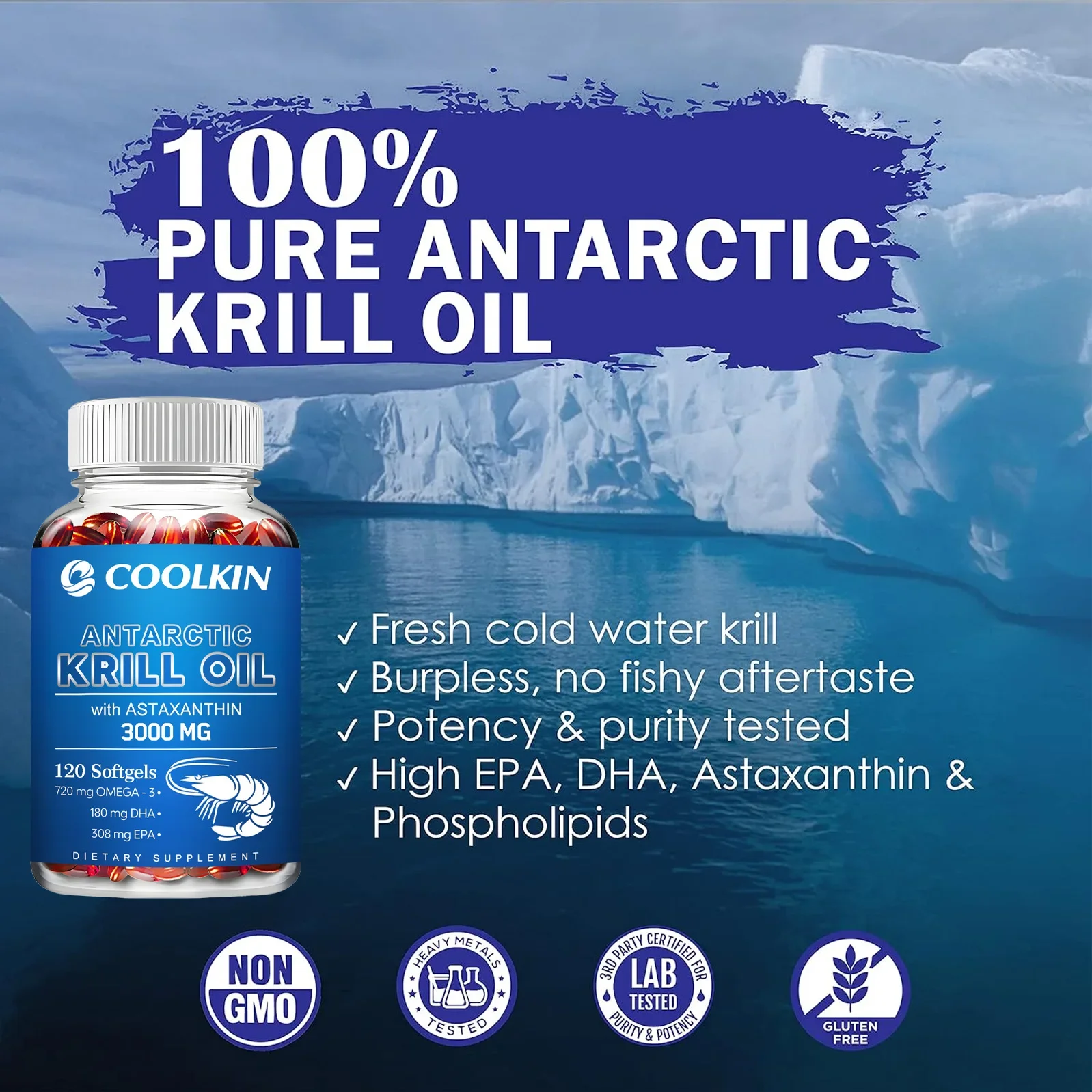 Antarctic Krill Oil 3000mg - w - Krill Oil Supplement ulasan dan harga